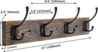 IBosins Wall Mounted Coat Rack, 2 Pack Metal Wood Coat Rack with 8 Black Rustic Hooks for Scarf, Bag, Towel, Key, Cap, Cup, Hat