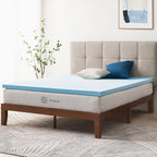 ZINUS 2 Inch Green Tea Cooling Gel Memory Foam Mattress Topper, Cooling Gel Foam, CertiPUR-US Certified, King, Blue