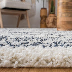 SAFAVIEH Arizona Shag Collection Runner Rug - 2'3" x 6' Runner, Ivory & Slate, Moroccan Design, Non-Shedding, 1.6-inch Thick, Ideal for High Traffic Areas in Living Room, Bedroom (ASG741M-26)