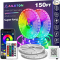 AILBTON 150ft Led Strip Lights(2 Rolls of 75ft led Lights) Ultra Long Led Light Strip with App Voice Control Remote,5050 RGB Music Sync Color Changing Led Lights for Bedroom,Party,Home Decoration