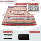 MAXYOYO Bohemian Retro Floor Mattress Vintage Floral Japanese Futon Mattress Roll Up Thicken Sleeping Bed Portable Camping Mattress Floor Lounger Couch Bed Mattress Pad, Full Size