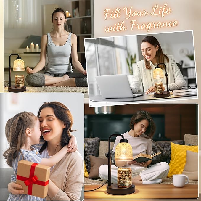 AIFEI Candle Warmer Lamp with Timer, Dimmable Adjustable Height Candle Lamp, Birthday Gifts for Women Mom Sister Friends, Candle Warmer Gifts New Home Decor, Candle Lamp Warmer with 2 Bulbs - Black