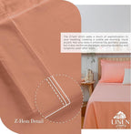 Linen Home 100% Cotton Percale Sheets Queen Size, Tera Clay, Deep Pocket, 4 Pieces Set - 1 Flat, 1 Deep Pocket Fitted Sheet and 2 Pillowcases, Crisp Cool and Strong Bed Linen