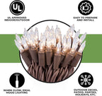 612 Vermont 100 Clear Mini Christmas String Lights on Brown Wire Cord, UL Approved for Indoor/Outdoor Use, 18 Foot of Lighted Length, 20 Foot of Total Length (Pack of 2)