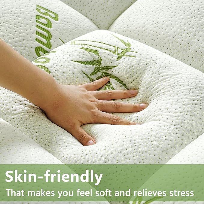 Premium Viscose Made from Bamboo Twin Size Mattress Topper for Back Pain, 1200 GSM Quilted Fitted Extra Thick Mattress Pad,Pillow Top Mattress Cover with Deep Pocket Up to 21 Inches（39 * 75inch）
