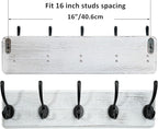 WEBI Coat Rack Wall Mount,Coat Hanger Wall,16" Hole to Hole,Coat Hooks Wall Mounted,Hook Rack Rail,5 Hooks for Hanging Coats,Hats,Jacket,Clothes,Entryway,Black/White