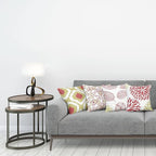 Ambesonne Vintage Throw Pillow Cushion Case Pack of 4, Bohemian Ornamental Leaves Dahlia Pattern Geometric Art Curlicue Motif, Modern Accent Double-Sided Digital Printing, 20", Dark Pink and Khaki