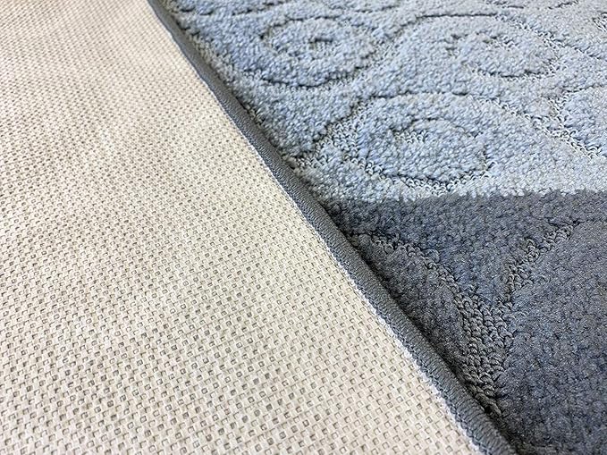 Custom Size Modern Runner Rug Carpet for Hallway Entryway Foyer Kitchen, Slip Resistant Latex Rubber Backed 31 inch Wide X Customized Length, Scroll Grey, 31 inch X 13 feet