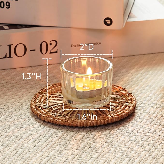 Homemory 24 Pcs Tealight Candle Holders, Clear Votive Candle Holders, Glass Candle Holder for Table Centerpiece, Wedding, Baby Shower, Birthday, Party, Halloween, Christmas