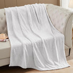 Exclusivo Mezcla Fleece Bed Blanket Queen Size, Super Soft and Warm Blankets for Couch, Sofa and Bed Waffle Textured, Cozy, Fuzzy and Lightweight (Mixed Light Grey, 90x90 Inches)