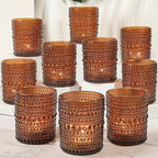 24pcs Large Votive Candle Holder for Fall Decor, 2.7 * 3.5in Large Amer Glass Tea Light Candle Holders, DIY Wax Filling Romance Tealight Candle Holders for Home Table & Christmas Thanksgiving (24)