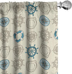 Ambesonne Compass Window Curtains, Marine Themed Doodle Art Vintage Inspirations Traveling Exploration Cruise Pattern, Lightweight Decor 2-Panel Set with Rod Pocket, Pair of - 28" x 95", Beige Teal