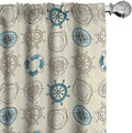 Ambesonne Compass Window Curtains, Marine Themed Doodle Art Vintage Inspirations Traveling Exploration Cruise Pattern, Lightweight Decor 2-Panel Set with Rod Pocket, Pair of - 28" x 84", Beige Teal