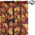 Ambesonne Fall Curtains, Happy Autumnal Colors with Birds in Nests Cartoon Illustration Print, Window Treatments 2 Panel Set for Living Room Bedroom, Pair of - 28" x 84", Cinnamon Amber and Orange