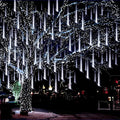 Aukora Christmas String Lights Outdoor, LED Meteor Shower Light 11.8 inch 8 Tubes 192leds, Icicle Snow Falling Lights for Xmas Tree Wedding Party Holiday Garden Thanksgiving Decoration (White)