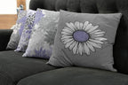Ambesonne Floral Throw Pillow Cushion Case Pack of 4, Flower Petals Modern Color Palette Chamomile Peony Dahlia and Sunflower Print, Modern Accent Double-Sided Digital Printing, 20", Lavender and Grey