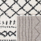 SAFAVIEH Arizona Shag Collection Area Rug - 5'1" x 7'6", Ivory & Black, Moroccan Design, Non-Shedding & Easy Care, 1.6-inch Thick Ideal for High Traffic Areas in Living Room, Bedroom (ASG741Z)