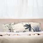 Ambesonne Botanical Throw Pillow Cushion Case Pack of 4, Minimalist Watercolor Painting Leaves Agave Branches Plant in a Pot, Modern Accent Double-Sided Digital Printing, 24", Purpleblue and Dimgray