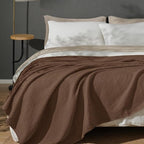 PHF 100% Cotton Waffle Weave Blanket Twin Size for Bed,Snag Proof Lightweight Breathable Moisture-Wicking Throw for Couch,Great for Layering in Cold Weather,Machine Washable,Home Decor Gift-Cappuccino