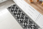 Custom Length Cut to Size Fleur de Lis Inspired Carpet Runner Rug for Hallways, Non Slip Rubber Backed, 31 inch Wide X Customized Length, Royal Grey, 31 inch X 8 feet