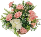 Artificial Flowers 25pcs Fake Roses, Peach Pink Foam Rose Faux Flower for DIY Wedding Bouquets Bridal Shower Centerpieces Floral Arrangements Home Decorations Party Backdrops Table
