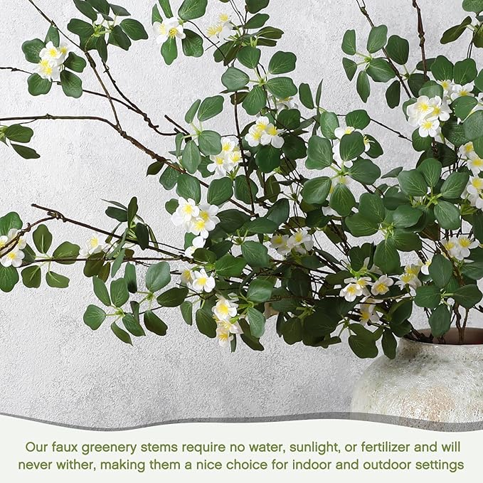 6 Pcs Tall Artificial Flowers Branches for Spring Indoor Decoration, 63 Inch Fake Faux Flowers with Long Stems for Vase Wedding Home Party Table Centerpieces (Rattan Guanyin Lotus)