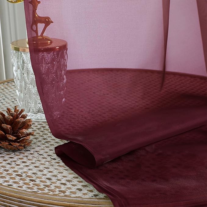 OVZME Burgundy Bedroom Curtains 2 Panel Sets 90 Inch Length, 59 Inch Extra Wide Light Filtering Light Weight Soft Window Treatment Panels for Study Room Living Room Guest Room, 59Wx90L Inches