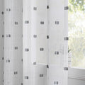 MYSKY HOME White Curtains for Bedroom 72 Inch Length Long Sheer Curtains for Kids Room Nursery Curtains with Grey Patched Design Rod Pocket Privacy Window Drapes Dining Room 52" x 72" 2 Panels