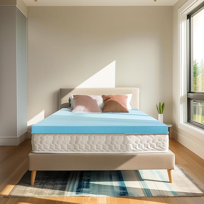 3 Inch Twin XL Memory Foam Mattress Topper Size for College and Dorm, Cooling Gel Infused, Mattress Pad for Pressure Relief, School Essentials, 39x80 Inches, Blue