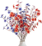 Artificial Flowers with Stems, 6 Pcs Long Stem Fake Flower Vase Filler Arrangements for Wedding Home Party Indoor Decor, Vase Not Included