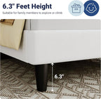 Allewie Twin Bed Frame/Velvet Upholstered Bed Frame with Vertical Channel Tufted Headboard/Strong Wooden Slats/Platform Bed Frame/Mattress Foundation/Box Spring Optional/Easy Assembly/White