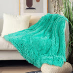 Tuddrom Decorative Extra Soft Faux Fur Blanket Queen Size 80" x 90",Solid Reversible Fuzzy Fluffy Plush Fleece Comfy Microfiber Fur Blanket for Couch Sofa Bed,Teal Blue
