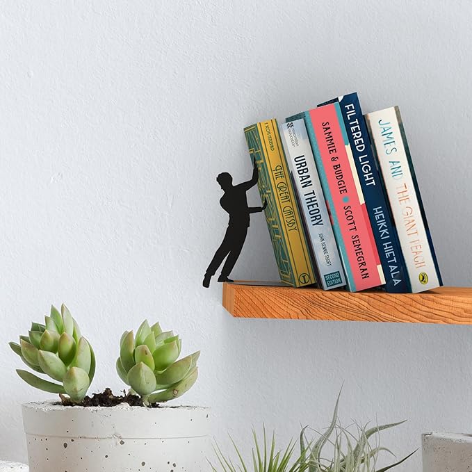 Artori Design Book Ends to Hold Books Heavy Duty - Hidden Metal Bookends for Shelves Desk or countertop - Bookend Book Holder for Home Decorative - Gift for Book Lovers and Home Decor (Cliffhanger)