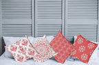 Ambesonne Retro Throw Pillow Cushion Case Pack of 4, Trellis Grid Medieval Floral Damask Mandala Flower Ornament in Modern Monochrome, Modern Accent Double-Sided Digital Printing, 16", Dark Coral