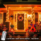 JMEXSUSS Orange Battery Operated Halloween Lights, 33ft 100 LED Battery Christmas String Lights, Orange Twinkle Mini Lights with Remote Indoor Outdoor Waterproof for Fall Halloween Decorations