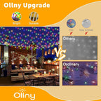 Ollny 120LED 40FT Christmas Lights, Waterproof Connectable String Lights with Timer 8 Modes, Multicolor Plug in Fairy Light for Indoor Outdoor Bedroom Xmas Tree Holiday Party Decorations