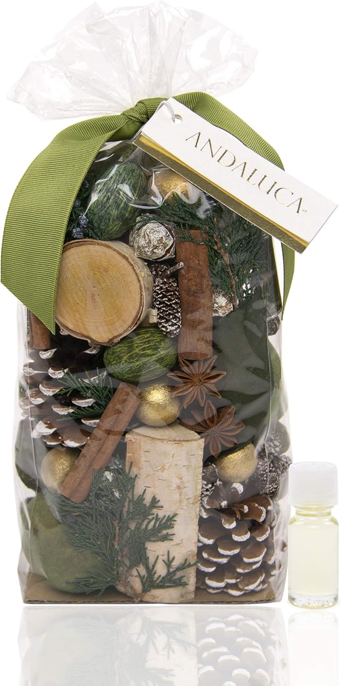 ANDALUCA Evergreen Pine Scented Potpourri | Made in California | 20 oz Bag + Fragrance Vial
