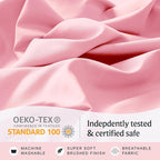 LuxClub 5 PC Sheet Set Bed Sheets Deep Pockets 16" Eco Friendly Wrinkle Free Cooling Machine Washable Hotel Bedding Silky Soft - Baby Pink Split King