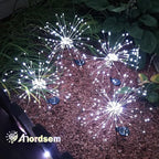 Anordsem Solar Garden Lights Outdoor: Bendable Copper Wire with 120 LED Firework Beads - Waterproof 2 White Lighting Modes for Yard Patio Path - Gardening Gifts for Homeowner Gardener
