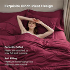 Bedsure Queen Comforter Set Dark Red - Bed in a Bag Queen Size Bedding 7 Pieces, GentleSoft™ Pintuck Bed Set Gift for Family, Pinch Pleat All Season Comforter with Sheets, Pillowcases & Shams
