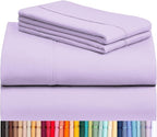 LuxClub 4 PC Queen Sheet Set, Deep Pockets Wrinkle Free Cooling Bed Sheets Hotel Bedding for Women, Men, Kids & Teens, Includes 1 Fitted Sheet, 1 Flat Sheet and 2 Pillowcases - Silky Soft Lavender