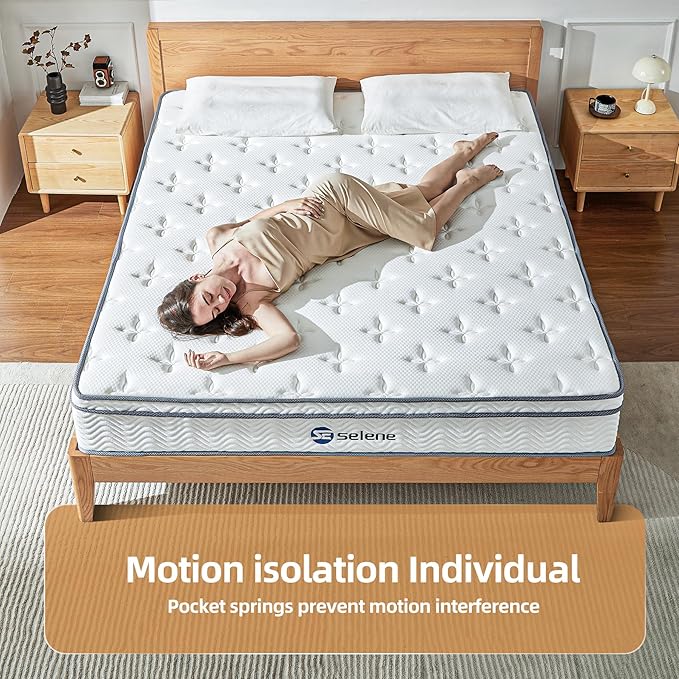 King Size Mattress, 12 Inch Pocket Spring & Memory Foam, Medium Firm, White