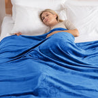 Exclusivo Mezcla Fleece Blanket King Size for Bed, Super Soft and Warm, All Season Use, Cozy, Plush, Lightweight, 90x104 Inches, Cobalt Blue