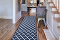 Custom Size Cut to Length Moroccan Trellis Design Runner Rug Mat For Wide Long Hallways with Non-Slip Rubber Backing, Better Traction for Pets, Prevent Slippage, Trellis Navy Blue, 31 inch X 8 feet