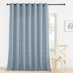 RYB HOME Semi Sheer Linen Curtains 108 inches Long, Light Filtering Airy Machine Washable Durable Vintage Window Decor for Living Room Bedroom Nursery, Dusty Blue, W 60 x L 108, 1 Pc