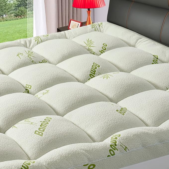 Premium Viscose Made from Bamboo RV King Size Mattress Topper for Back Pain, Quilted Fitted Extra Thick Mattress Pad,Pillow Top Mattress Cover with Deep Pocket Up to 21 Inches（72 * 80inch）