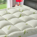Premium Viscose Made from Bamboo Twin Size Mattress Topper for Back Pain, 1200 GSM Quilted Fitted Extra Thick Mattress Pad,Pillow Top Mattress Cover with Deep Pocket Up to 21 Inches（39 * 75inch）