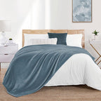 Walensee Fleece Blanket Plush Throw Fuzzy Lightweight (King Size 108x90 Washed Blue/Slate Blue/Grey Blue) Super Soft Microfiber Flannel Blankets for Couch, Bed, Sofa Warm and Cozy for All Seasons