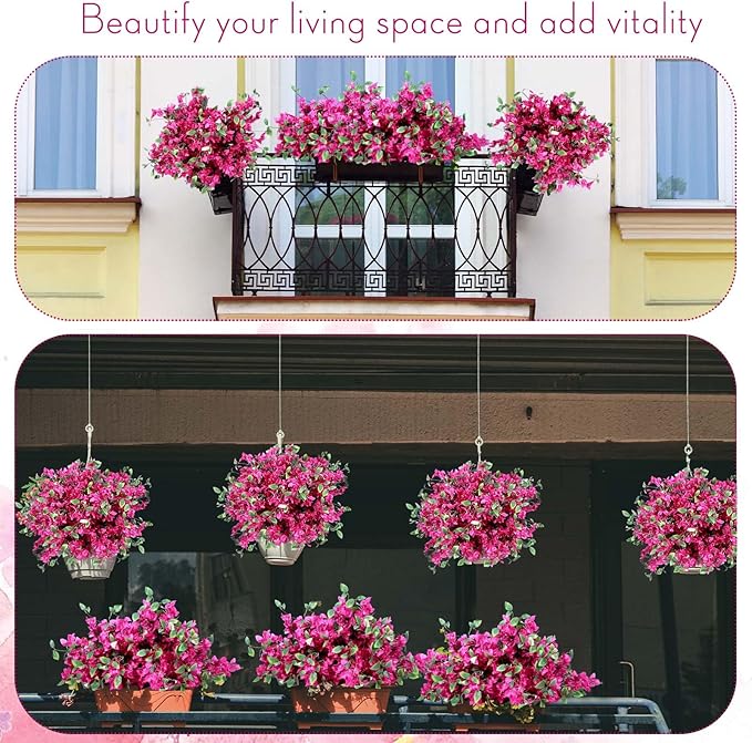 60 Pcs Artificial Faux Bougainvillea Fake Flower Silk Bougainvillea Branches UV Resistant Outdoor Indoor Decoration for Wedding Home Centerpieces Outside Decor (Rose Red)