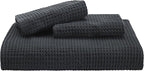 Bedsure Cotton Duvet Cover Full - 100% Cotton Waffle Weave Charcoal Duvet Cover Set, GentleSoft™ and Breathable Bedding Set for All Season, 3 Pieces, 80"x90"